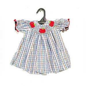Classic Whimsy Embroidered Apples Dress Girl's Size 3 Months EUC